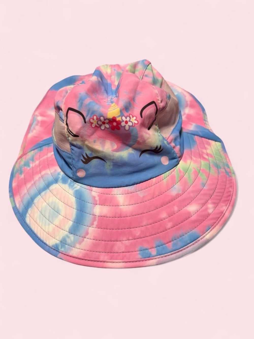 Kids Tie-Dye Unicorn Bucket Hat - Pink & Blue